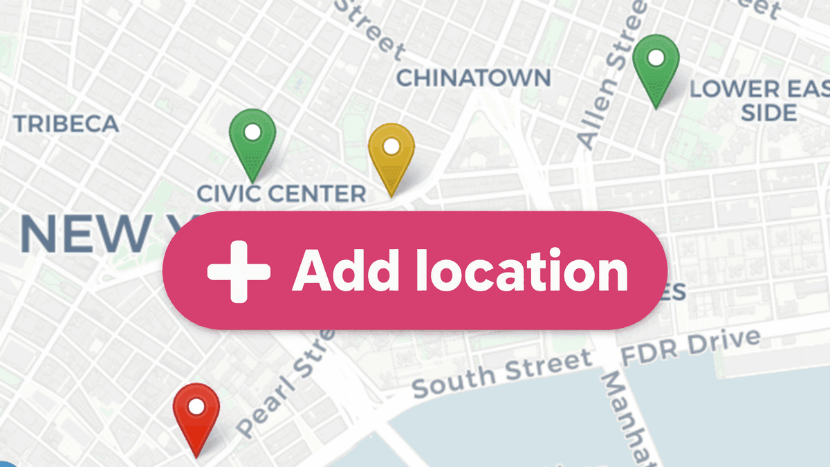 Magenta Add location button on a map with location markers